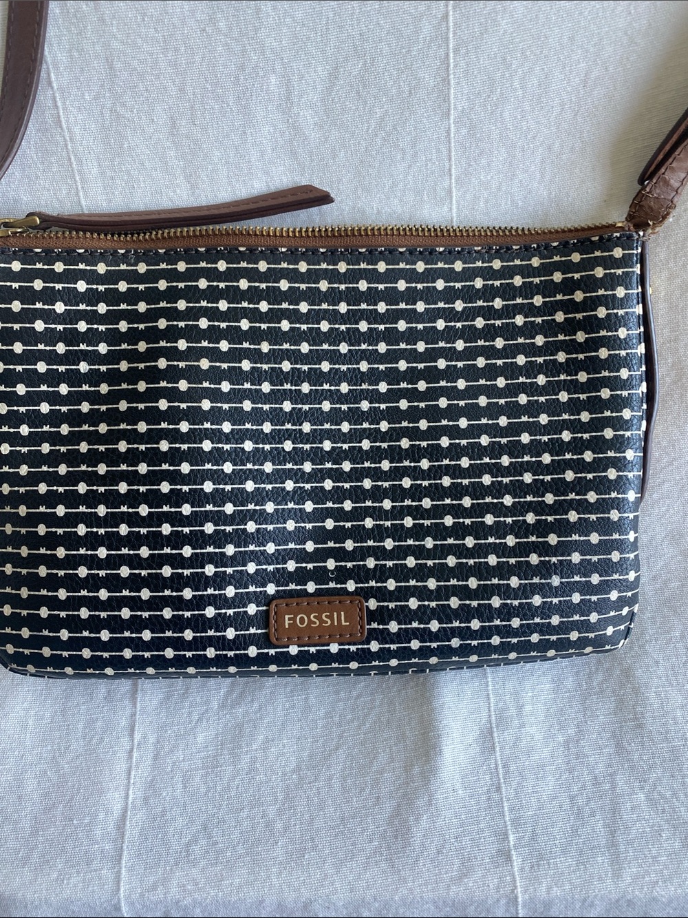 Fossil Brown & Black Pattern Crossbody Bag - Unbranded - Picture 3 of 5